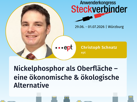 ept houdt een lezing over nikkel-fosfor als oppervlaktebehandeling tijdens het Connectorcongres 2026 in Würzburg